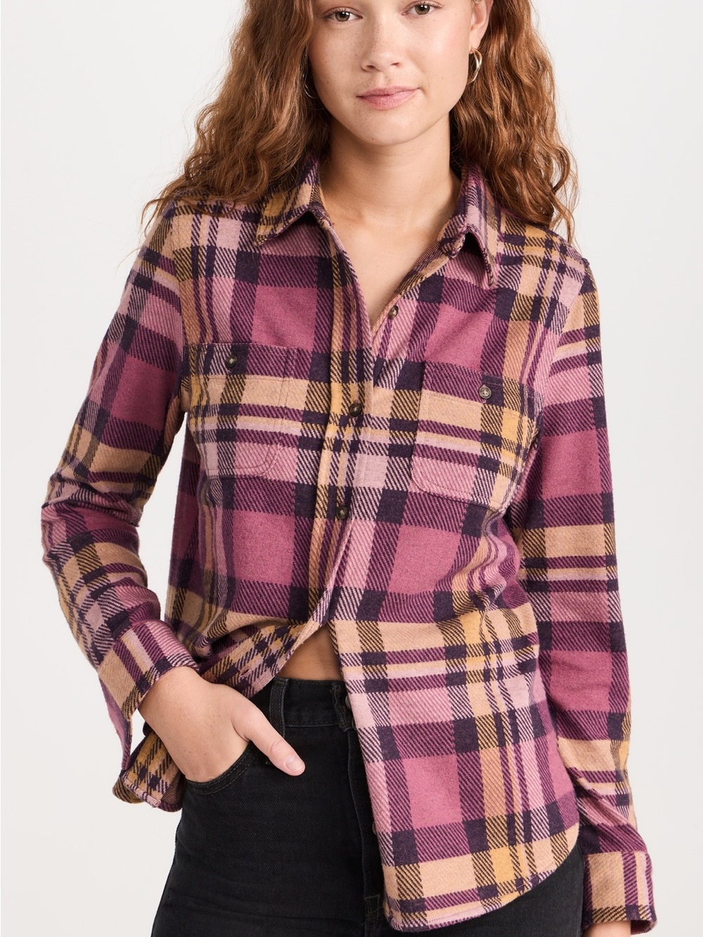 Faherty Legend Sweater Shirt Plaid Button Down Lolita Plaid Pink Sz XS